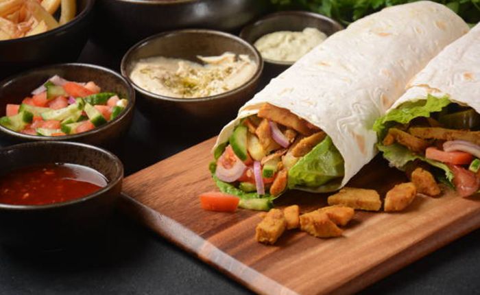 Dish of chicken shawarma